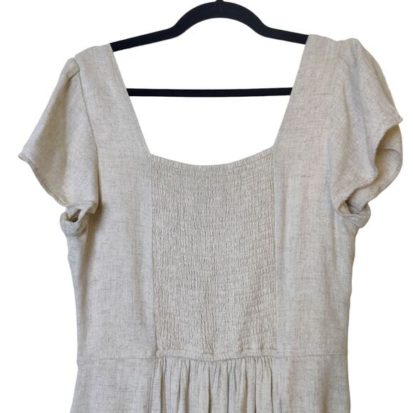 Abercrombie & Fitch Linen Blend Knotted Front Flutter Sleeve Mini Dress Medium - Picture 9 of 16